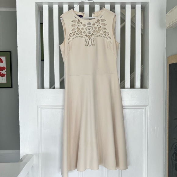 Purple label Ralph Lauren lace beige dress size 10 made in Italy - Picture 5 of 9